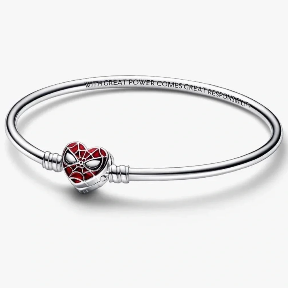 New Pandora Marvel Spider-Man Sterling Silver Bangle with Mask Clasp - Picture 1 of 4